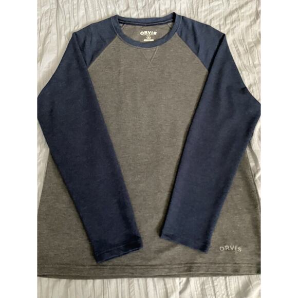 Orvis Sz Med Classic Collection Ragland Sleeve Gray/Blue Logo Pullover - Picture 1 of 8